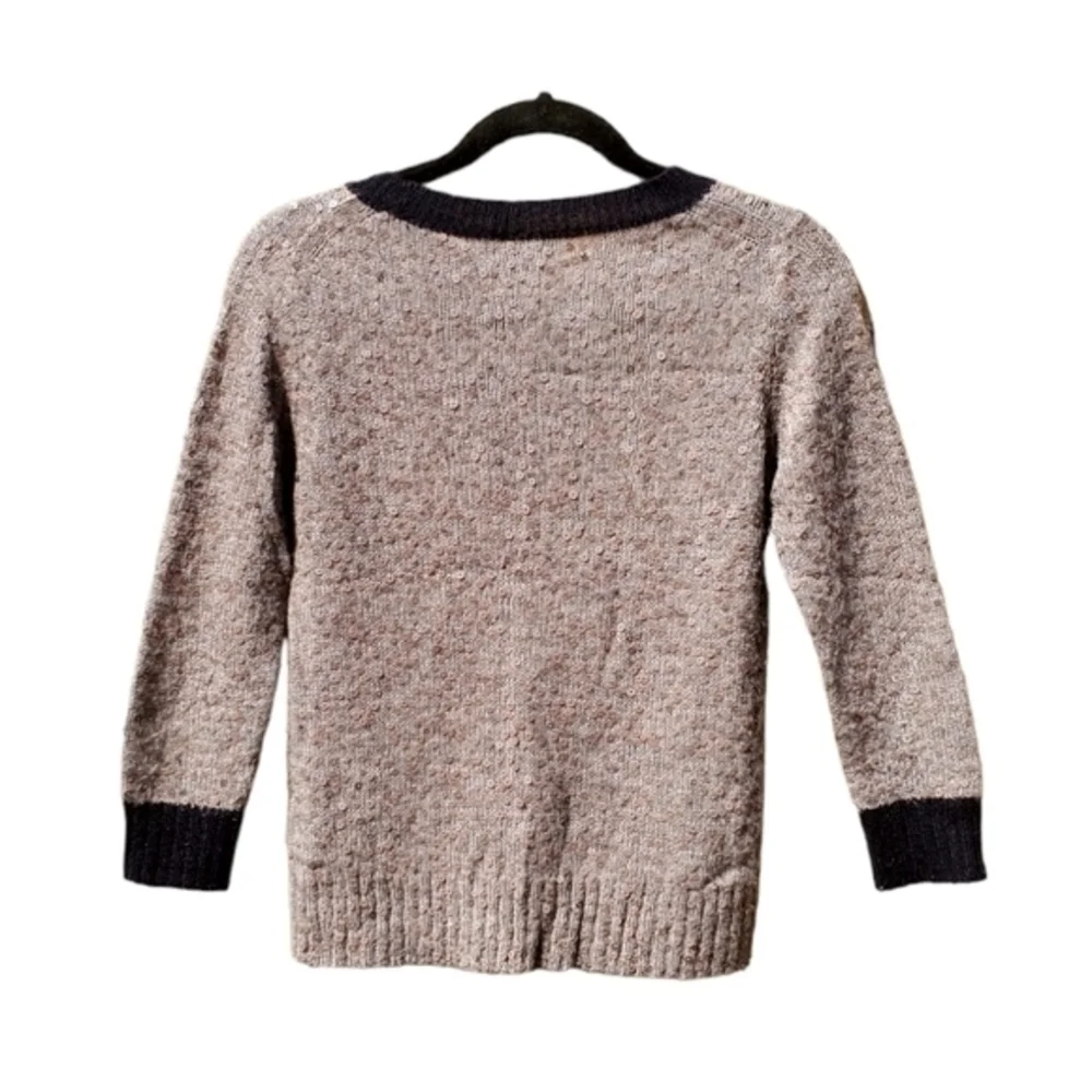 J. Crew Sweater Gray Crew Neck Sequins Size XS Preowned‎